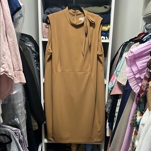 Calvin Klein Elegant Tan Sleeveless Dress